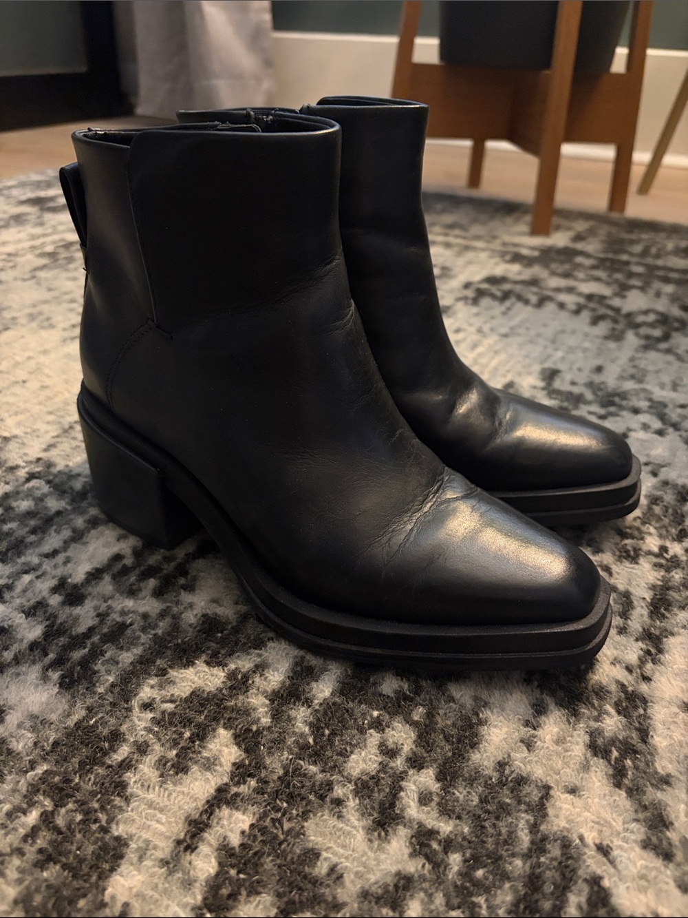 Black Leather Ankle Boots